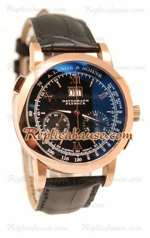 A. Lange Sohne Datograph Flyback Cronógrafo Cuero Suizo Reloj