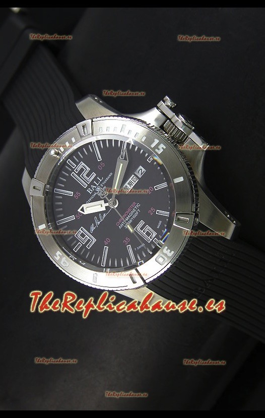 Ball Hydrocarbon Spacemaster Reloj Automático Day Date Correa de Goma con Dial Negro - Movimiento Citizen Original