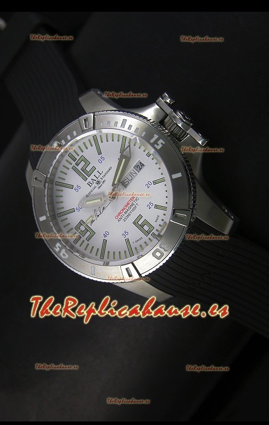 Ball Hydrocarbon Spacemaster Reloj Automático Day Date Correa de Goma con Dial Blanco - Movimiento Citizen Original