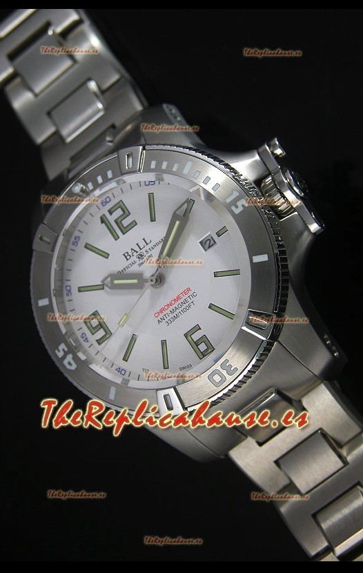 Ball Hydrocarbon Spacemaster Reloj Automático Réplica en Dial Blanco - Movimiento Citizen Original