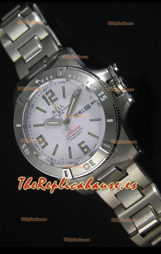 Ball Hydrocarbon Spacemaster Reloj Automático Réplica Day Date en Dial Blanco - Movimiento Citizen Original Replica
