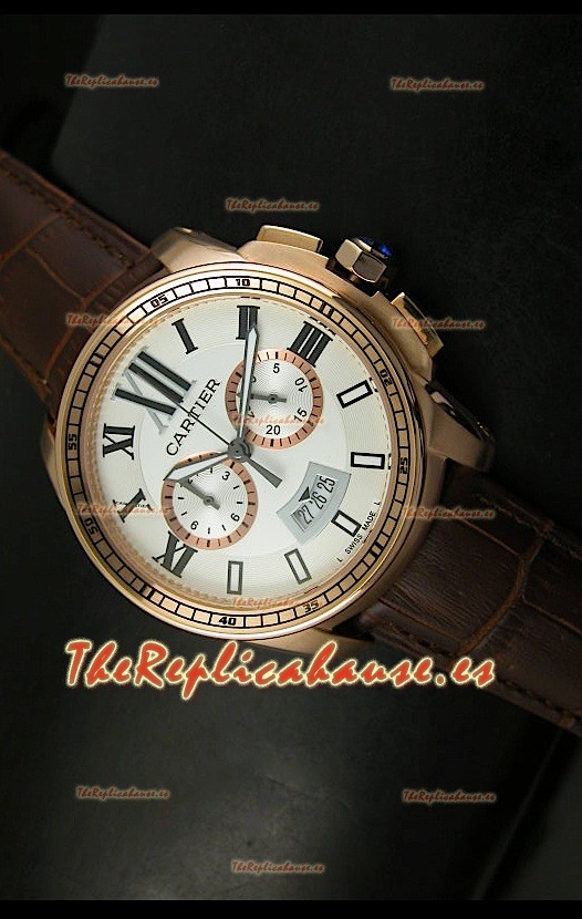 Calibre De Cartier, Reloj cronógrafo Réplica Japonesa, color Oro Rosado