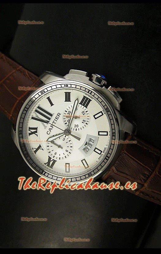 Calibre De Cartier, Reloj cronógrafo Réplica Japonesa, en acero inoxidable