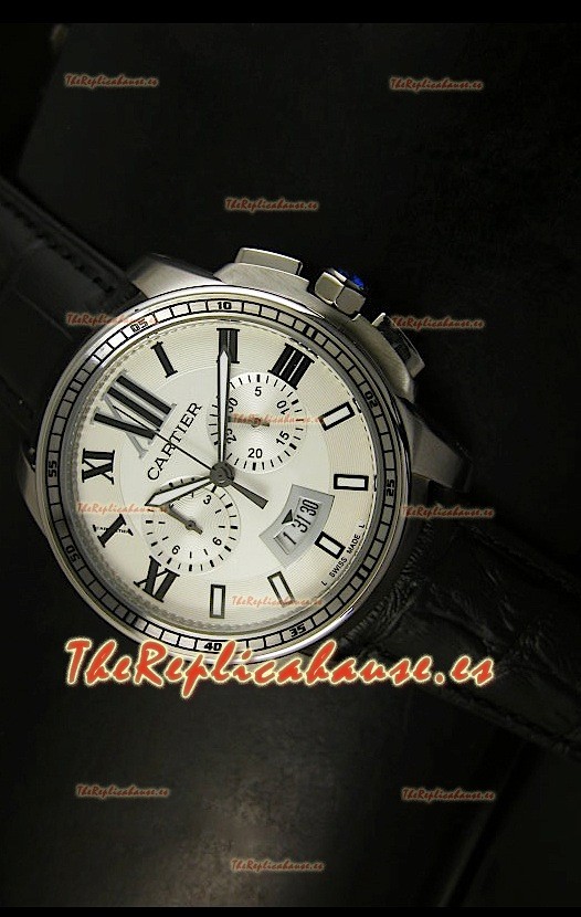 Calibre De Cartier, Reloj cronógrafo Réplica Japonesa, en acero inoxidable
