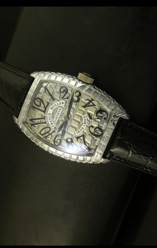 Franck Muller Casablanca Iron Croco Reloj en Caja de Acero