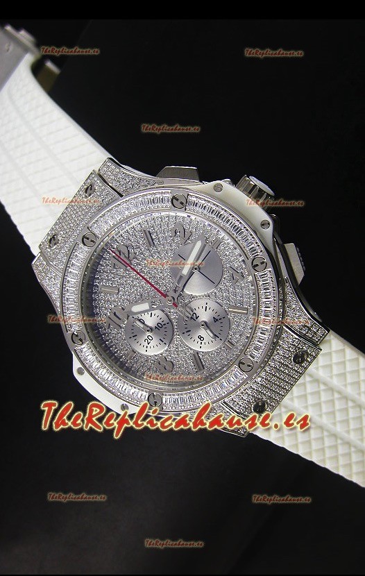 Hublot Big Bang Rose Acero Inoxidable Movimiento de Cuarzo en Correa Blanca