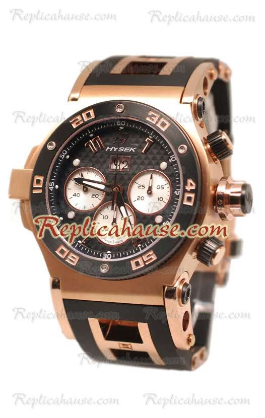 Hysek Abyss Explorer Geneve Rose Gold & Carbon Finish Reloj Suizo de imitación