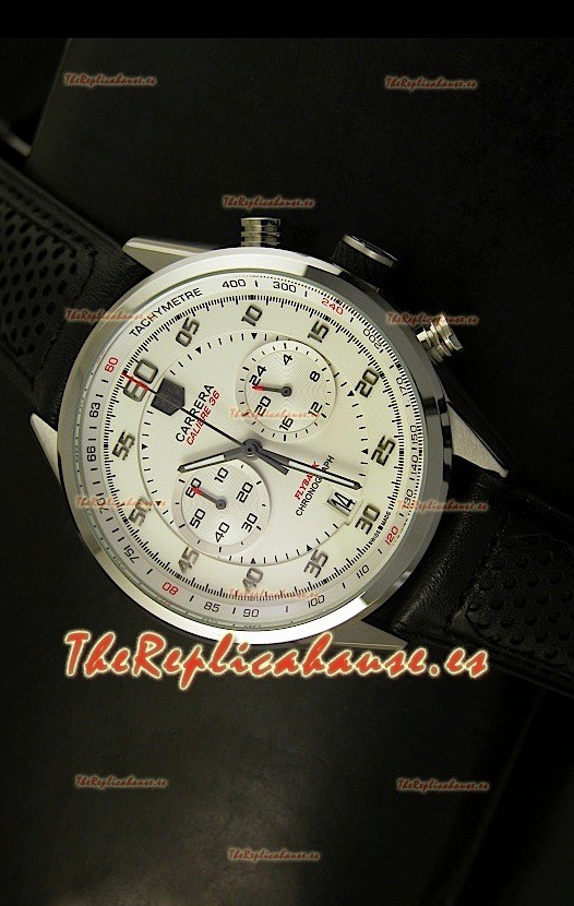 Tag Heuer Carrera Calibre 36 Flyback Reloj Réplica, Dial Blanco - Movimiento de Cuarzo