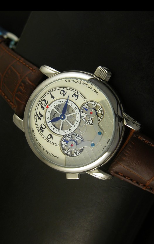 Mont Blanc Nicolas Riessec Caja de Acero Inoxidable Dial Blanco