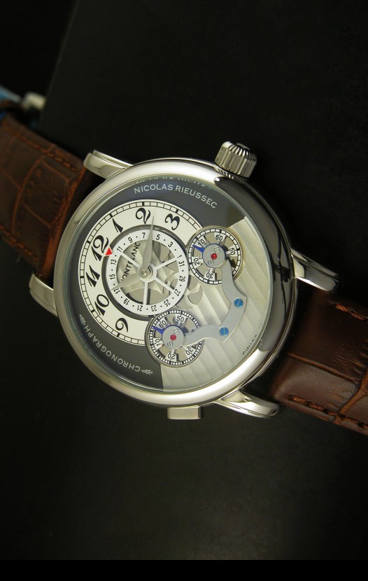 Mont Blanc Nicolas Riessec Caja de Acero Inoxidable Dial Blanco Dial Gris