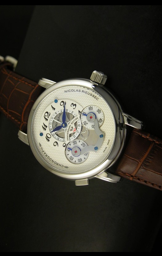Mont Blanc Nicolas Riessec Caja de Acero Inoxidable Dial Blanco