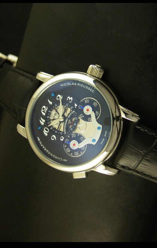 Mont Blanc Nicolas Riessec Caja de Acero Inoxidable Dial Negro