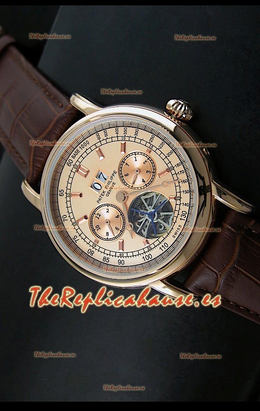 Patek Philippe Complications Tourbillon, Reloj Réplica Japonesa color Oro Rosado