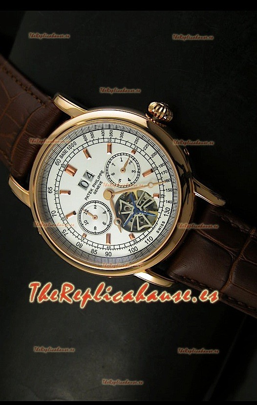 Patek Philippe Complications Tourbillon, Reloj Réplica Japonesa color Oro Rosado