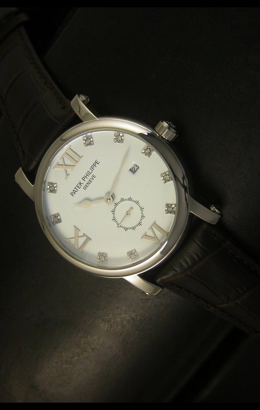 Patek Philippe Calatrava Reloj de Acero Inoxidable Marcadores de Hora en Diamantes