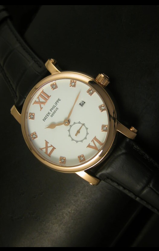 Patek Philippe Calatrava Marcadores de Hora en Diamantes de Oro Rosado