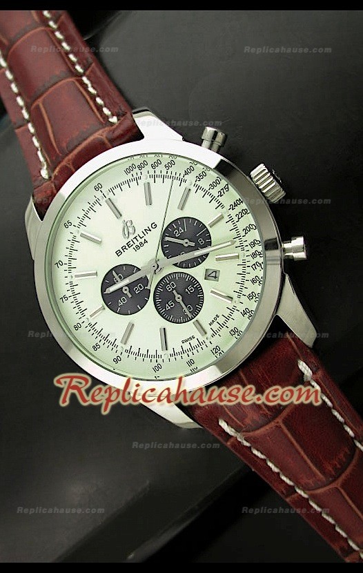 Breitleng Transocean Reloj Japonés de Cuarzo con Esfera Blanca