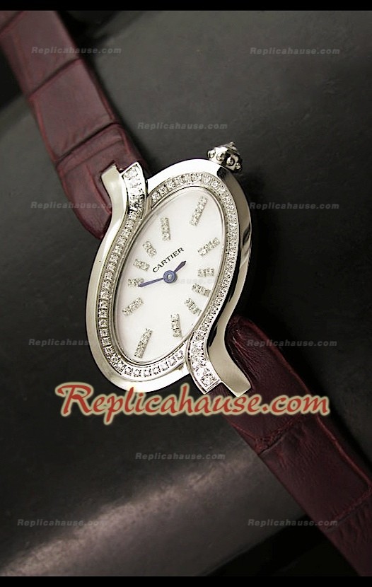 Delices De Cartier Réplica Reloj Señoras en Correa Marrón