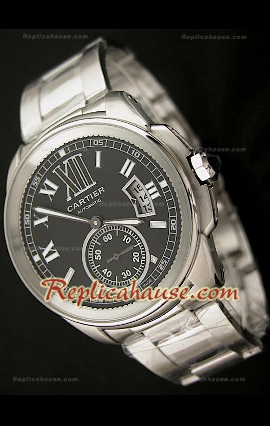 Calibre De Cartier Reloj Automático Japonés con Esfera de color Negro