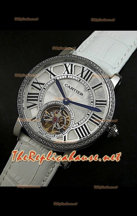 Cartier Calibre turbillón japonés malla blanca