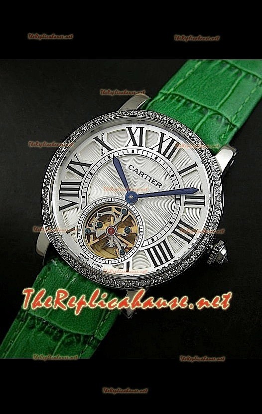 Cartier Calibre turbillón japonés malla verde
