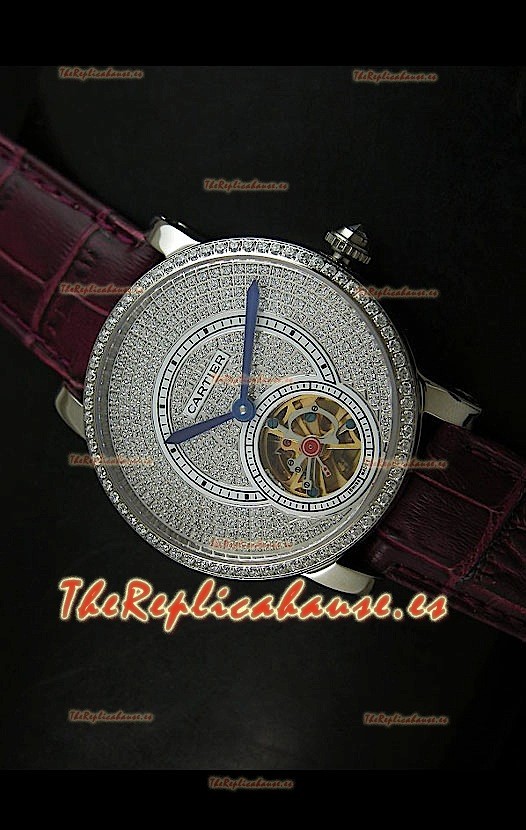 Cartier Calibre turbillón japonés con esfera de diamante malla roja