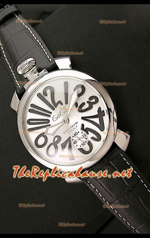 GaGa Milano Reloj Manual en Acero 48MM - Números en Negro