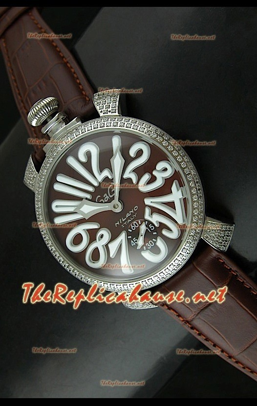 Reloj japonés GaGa Milano Manuale con esfera marrón