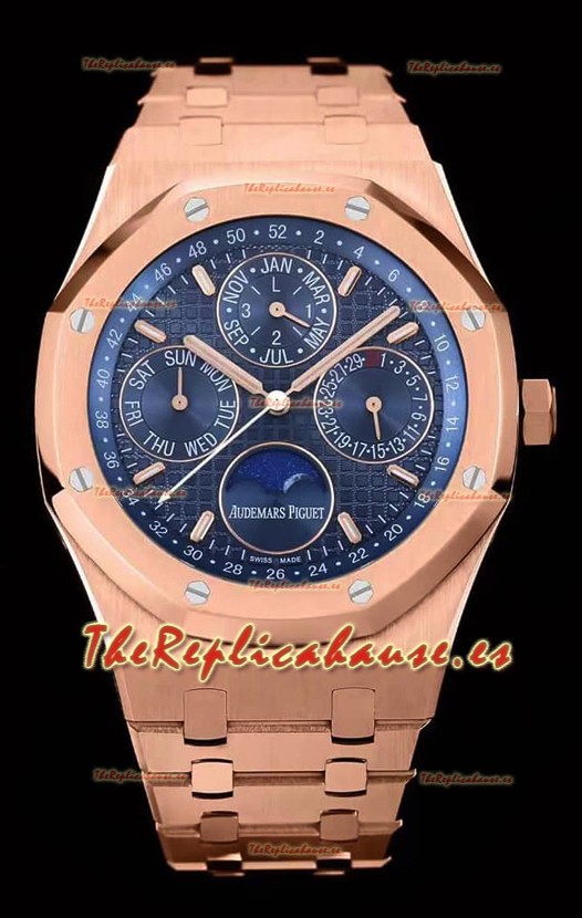 Audemars Piguet Royal Oak Calendario Perpetuo Replica Suizo Acero 904L Caja en Oro Rosado