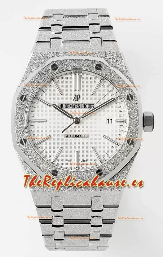 Audemars Piguet Royal Oak 15410BC 41MM Dial Blanco Acero 904L Movimiento CALIBRE 3120 Réplica a Espejo 1:1
