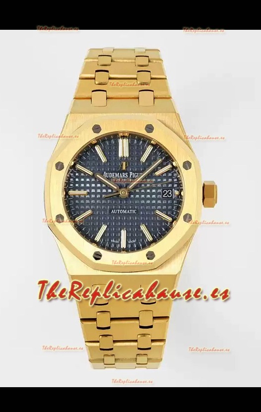 Audemars Piguet Royal Oak 37MM Dial Azul Reloj Oro Amarillo en Movimiento 3120 - Reloj Réplica a Espejo 1:1