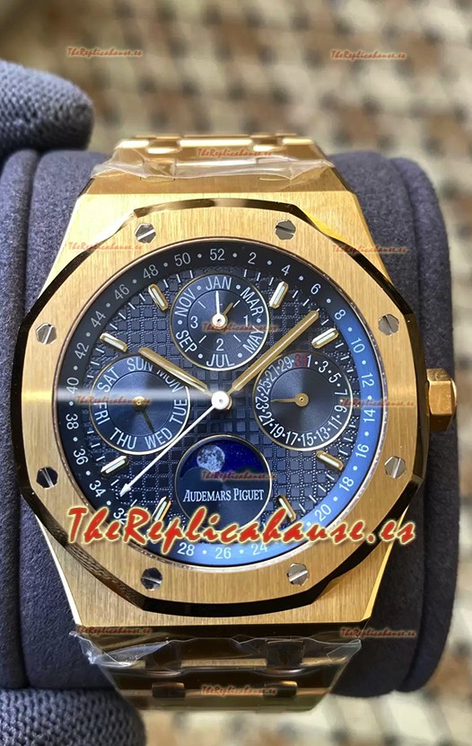 Audemars Piguet Royal Oak Calendario Perpetuo Réplica Suizo Acero 904L Caja en Oro Amarillo