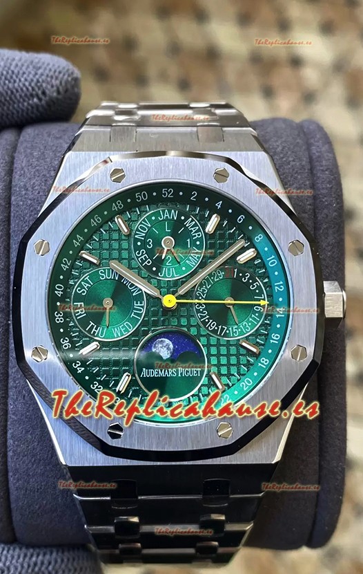 Audemars Piguet Royal Oak Calendario Perpetuo Réplica Suizo Acero 904L Dial Verde