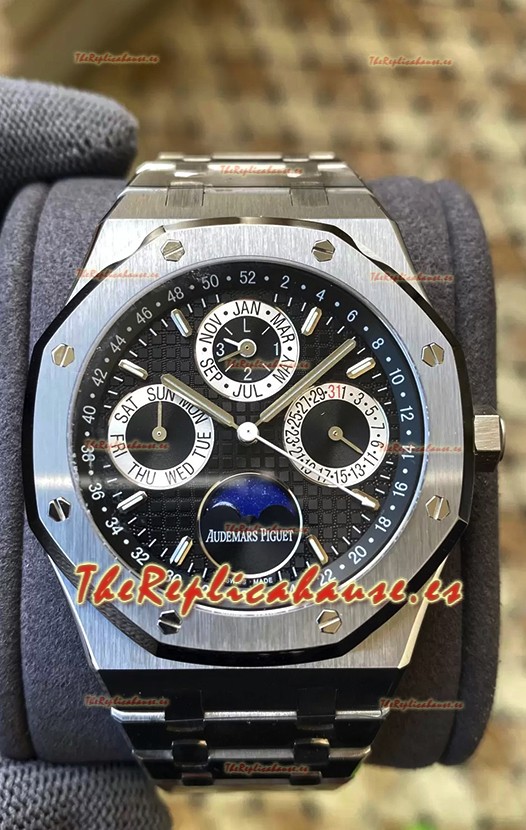 Audemars Piguet Royal Oak Calendario Perpetuo Réplica Suizo Acero 904L Dial Negro