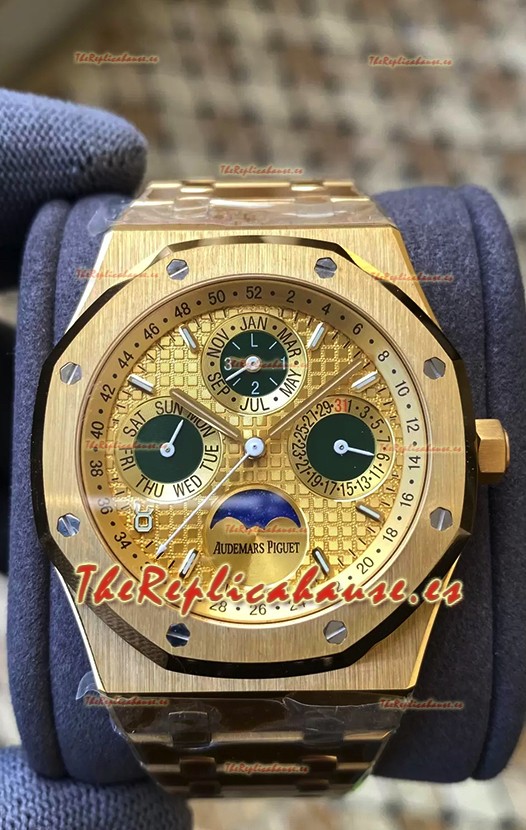 Audemars Piguet Royal Oak Calendario Perpetuo Réplica Suizo Acero 904L Caja en Oro Amarillo