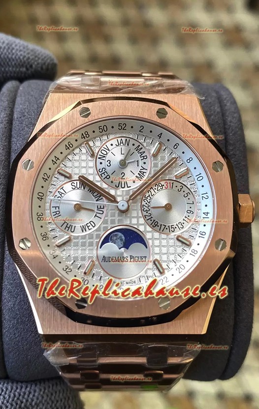 Audemars Piguet Royal Oak Calendario Perpetuo Réplica Suizo Acero 904L Caja en Oro Rosado