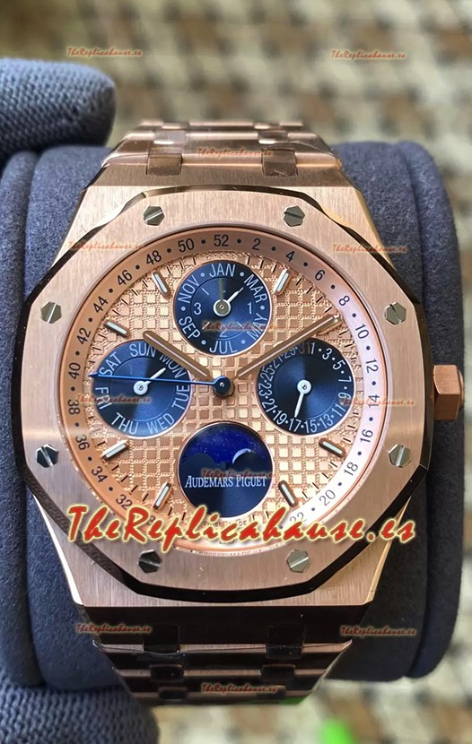 Audemars Piguet Royal Oak Calendario Perpetuo Réplica Suizo Acero 904L Caja en Oro Rosado