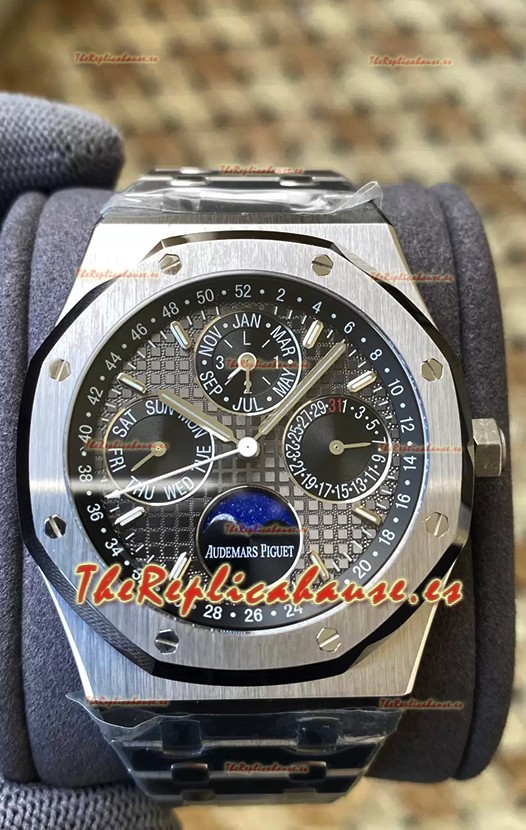 Audemars Piguet Royal Oak Calendario Perpetuo Réplica Suizo Acero 904L Dial en Gris