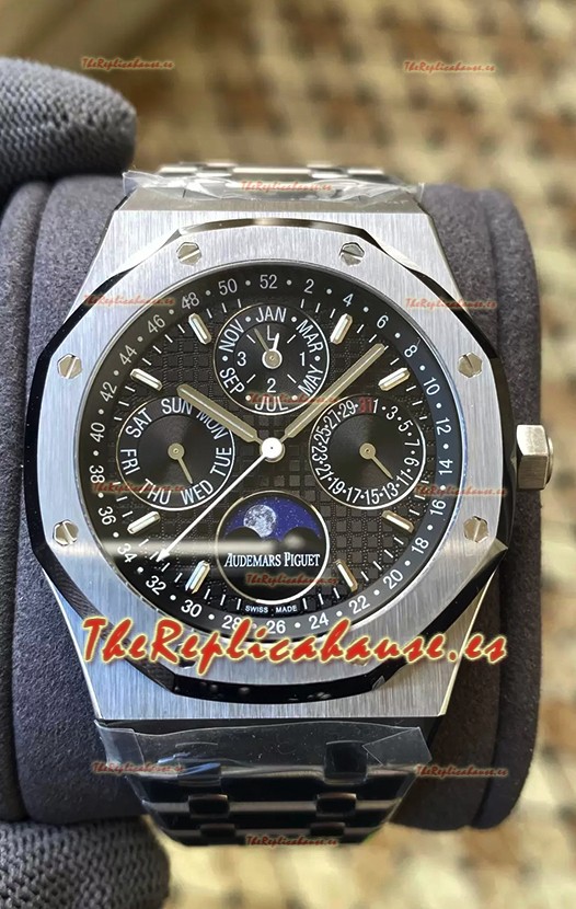 Audemars Piguet Royal Oak Calendario Perpetuo Réplica Suizo Acero 904L Dial Negro