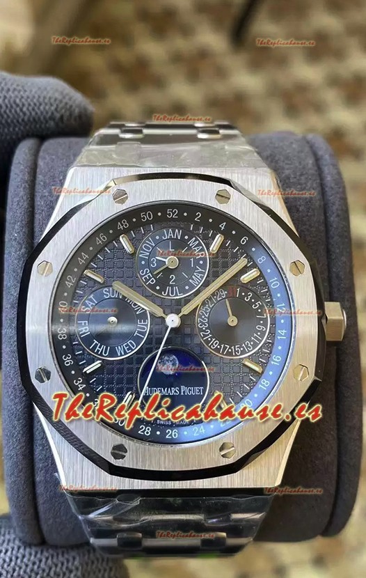 Audemars Piguet Royal Oak Calendario Perpetuo Réplica Suizo Acero 904L Dial Acero Azul