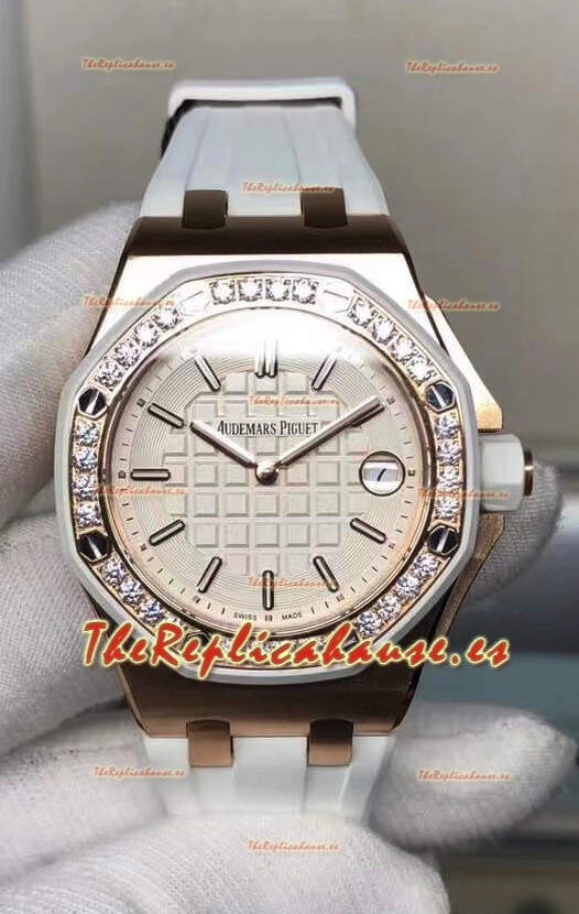 Audemars Piguet Royal Oak Offshore 37MM Cuarzo Suizo Reloj Réplica Espejo 1:1 Caja en Oro Rosado