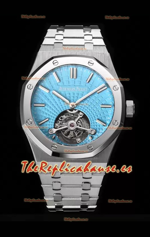Audemars Piguet Royal Oak Tourbillon 41mm en Caja 904L - Dial de Tapicería Azul Tiffany Réplica Definitiva 1:1