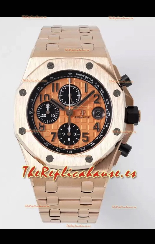 Audemars Piguet Royal Oak Offshore Dial Champange Cronógrafo Reloj Réplica a Espejo 1:1 - Oro Rosado