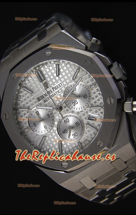 Audemars Piguet Royal Oak Reloj Réplica Cronógrafo de Cuarzo Suizo, Dial plateado - 41MM