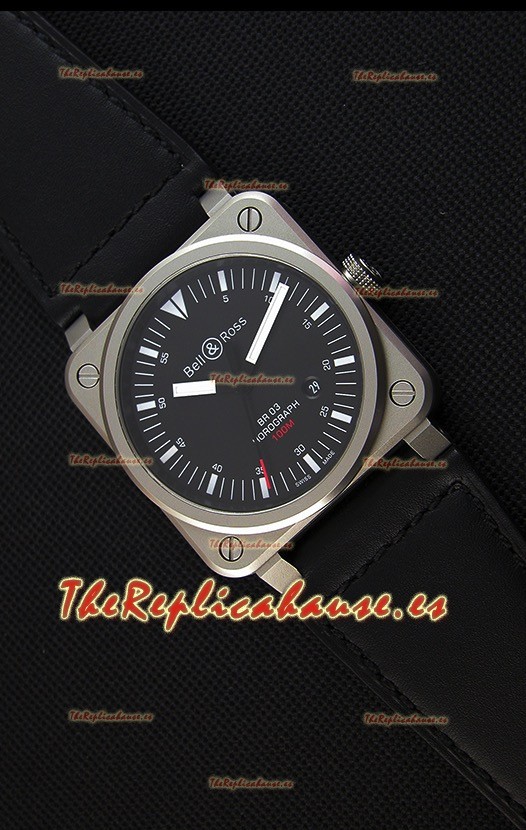 Bell & Ross BR03-92 Horograph Reloj Réplica a Espejo 1:1 - Dial Negro Correa de Piel Suiza