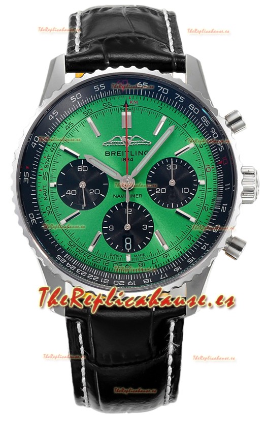 Breitling Navitimer B01 Chronograph 43 Dial Verde - Caja Acero 904L Réplica Suiza Espejo 1:1