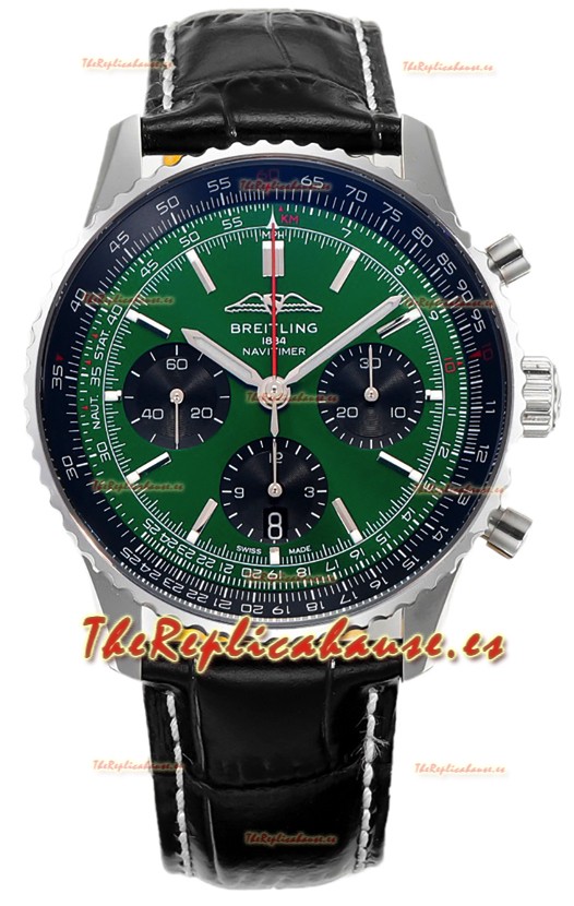 Breitling Navitimer B01 Chronograph 43 Dial Verde - Caja Acero 904L Réplica Suiza Espejo 1:1