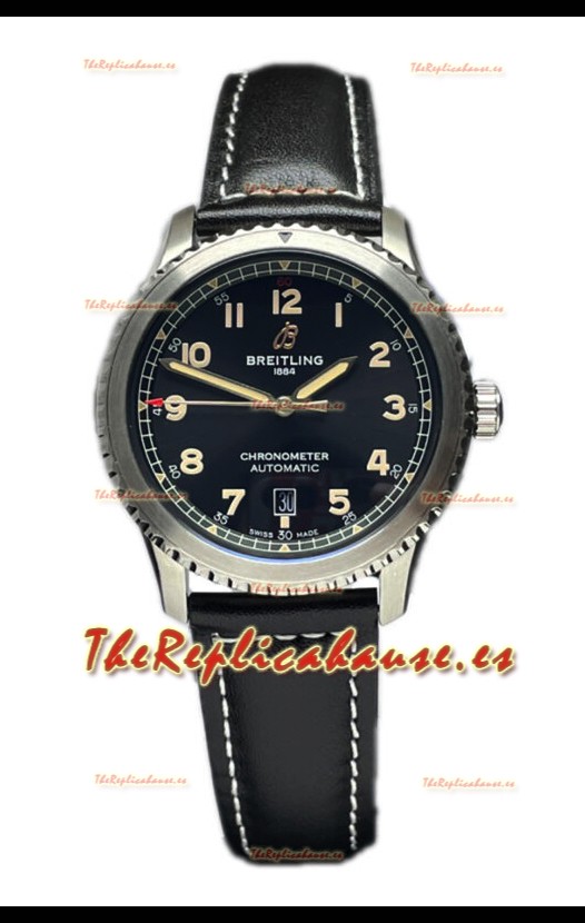 Breitling Navitimer Aviator 8 Automatic 41 Dial Negro Correa Marrón Reloj Réplica Suiza Espejo 1:1