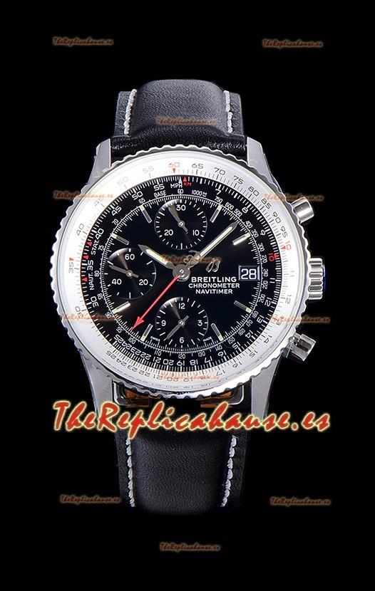 Breitling Navitimer 1 Chronograph 41MM Reloj Réplica Suizo a Espejo 1:1 Caja de Acero 904L con Correa de Piel color Negro