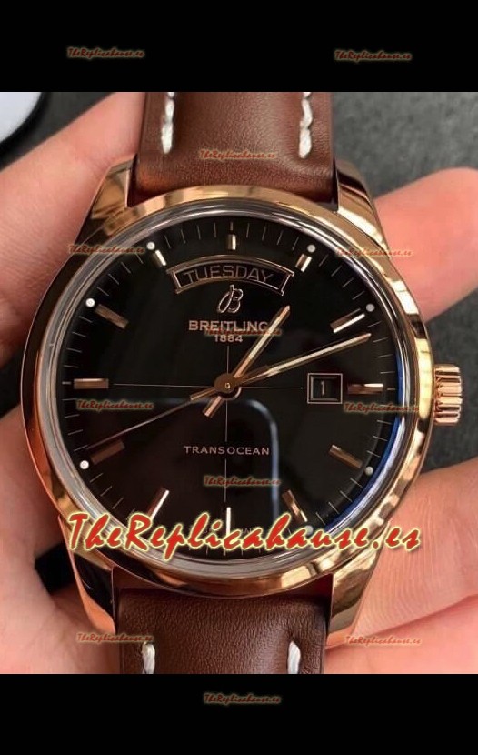 Breitling Transocean Dia y Noche Reloj Réplica Suizo en Dial Negro Edición Espejo 1:1